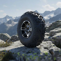 4 Pieces All Terrain ATV Tire Wheel Sturdy Aluminum Rugged-Pavement Rim Tire Wear Resistant ATV Wheel Rim Enhanced Traction for Rugged-Road Vehicle Owners, Beach, Mud