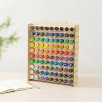 Large Capacity Paint Storage Rack Desktop Wooden Paint Organizer Laser-Cut Easy to Assemble for Crafters, Studio, Workshop