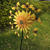 Metal Sunflower and Bees Wind Spinner金属向日葵风车创意风车