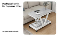 With Wheels Rolling Couch Table Space-Saving Design Z-Frame Rolling Trolley Multi-Purpose Living Room Furnishing Stable Load-Bearing for Apartment Dwellers, Homeowners, Distance Workers, Small Areas, Bedroom, Home Office