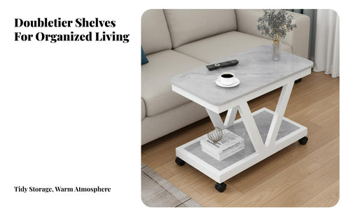 With Wheels Rolling Couch Table Space-Saving Design Z-Frame Rolling Trolley Multi-Purpose Living Room Furnishing Stable Load-Bearing for Apartment Dwellers, Homeowners, Distance Workers, Small Areas, Bedroom, Home Office