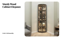 Space-Saving Fan-Shaped Corner Unit Sturdy Construction Fan-Shaped Display Unit Tempered Glass Doors Storage Cabinet Dust-Proof Design for Wine Collectors, Homeowners, Apartment Dwellers, Living Room, Home Bar, Small Areas, Hallway