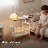 Wheeled C-Table Rounded Corners Rolling C-Shaped Table Lockable Casters