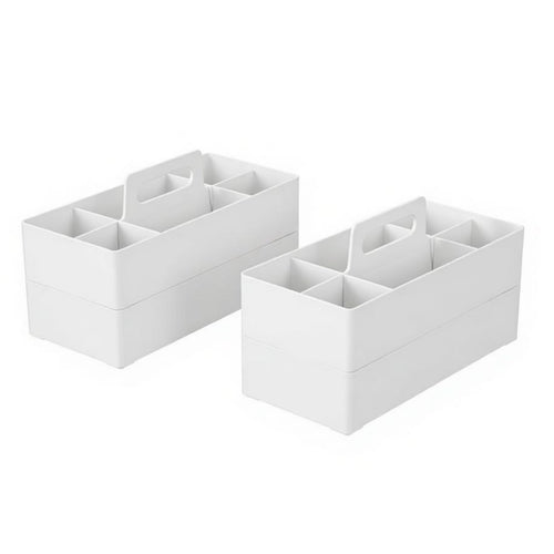 Desktop Storage Organizer with Handle Removable Dividers Portable Makeup