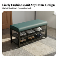 High-Density Foam Cushion Shoe Changing Bench Easy Assembly Entryway Bench with Storage Scratch-Resistant Upholstery Upholstered Shoe Rack Adjustable Feet for Homeowners, Apartment Dwellers, Hallway, Mudroom, Bedroom, Walk-in Closet
