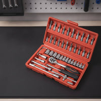 Socket Wrench Set 46-Piece Ratchet and Socket Set 72-Tooth Mechanics Tools Kit for Amateur Mechanics, Vehicle Owners, Motorcycle Maintenance, Garage