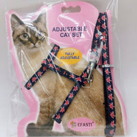 Cat Harness and Leash Walking Set, Soft Mesh Harness Leash with 2 Adjustment Points, Size S Training Tool for Outdoor Cat, Floral Pattern Pink