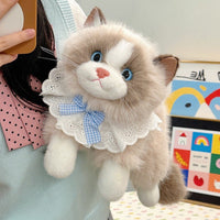 Realistic Plush Cat Toy with Music, Bib, Interactive Toy for Kids