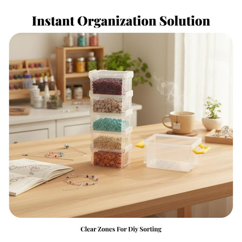 24-Compartment Bead Case Transparent Design Organizer Box Multicompartment for Desktop
