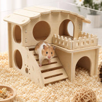 Hamster Wooden House Decorative Hamster Sleeping House Multiple Hiding Spots
