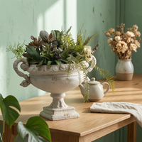 Urn Planter with Pedestal Antique-Style Urn Planter with Handles Distressed Pedestal Vase for Garden