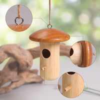 Toadstool Birdhouse Rustic Hanging Bird Feeder with Cord Outdoor for Gardeners