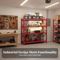 Red Metal Storage Rack Modular Design Adjustable Multi-Layer Shelf High Load Capacity Heavy Duty Warehouse Shelving for Homeowners, Stockroom, Factory