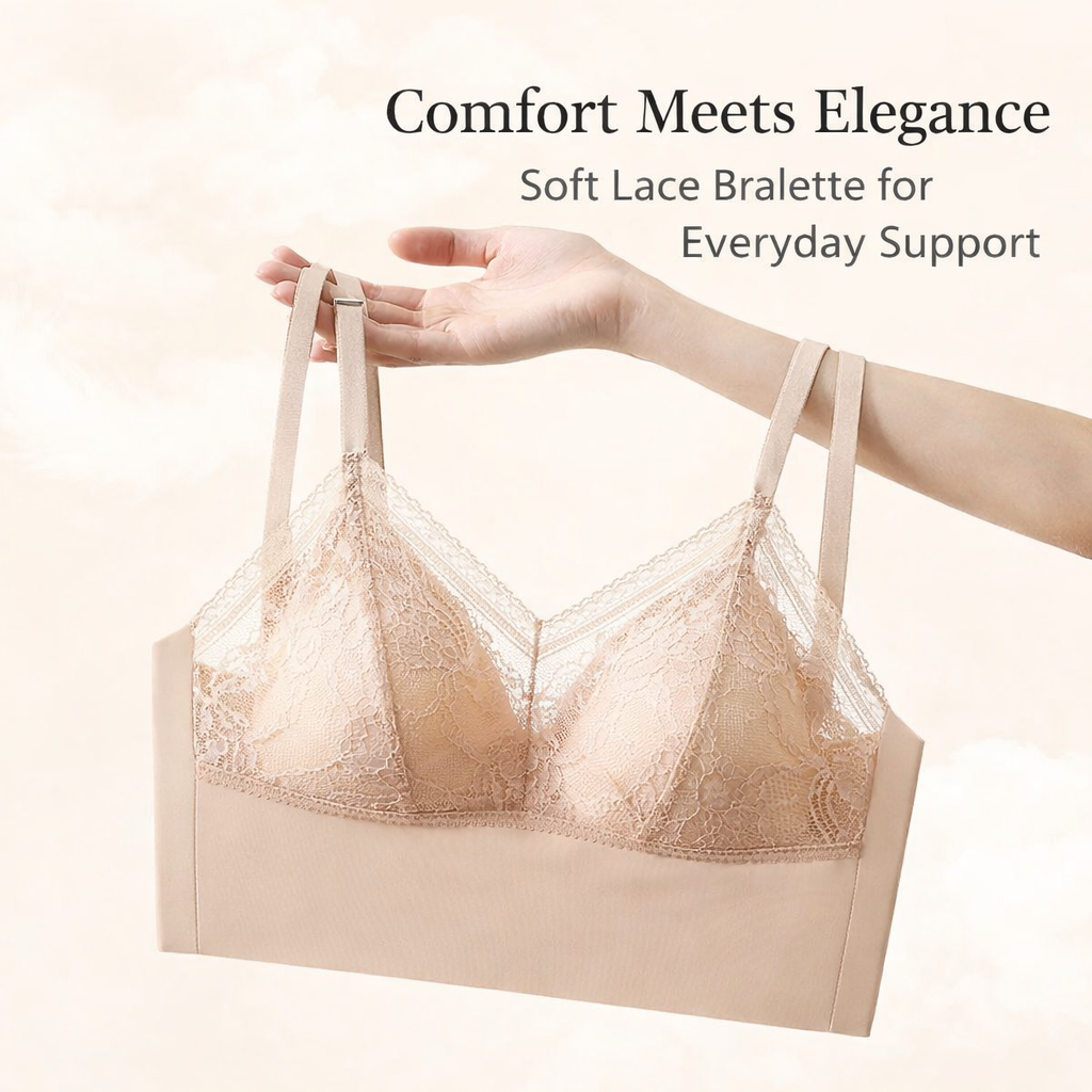 Plus Size Bra with Lace Trim and Full Coverage Support for Everyday Wear, Breathable Lift for Large Bust Women