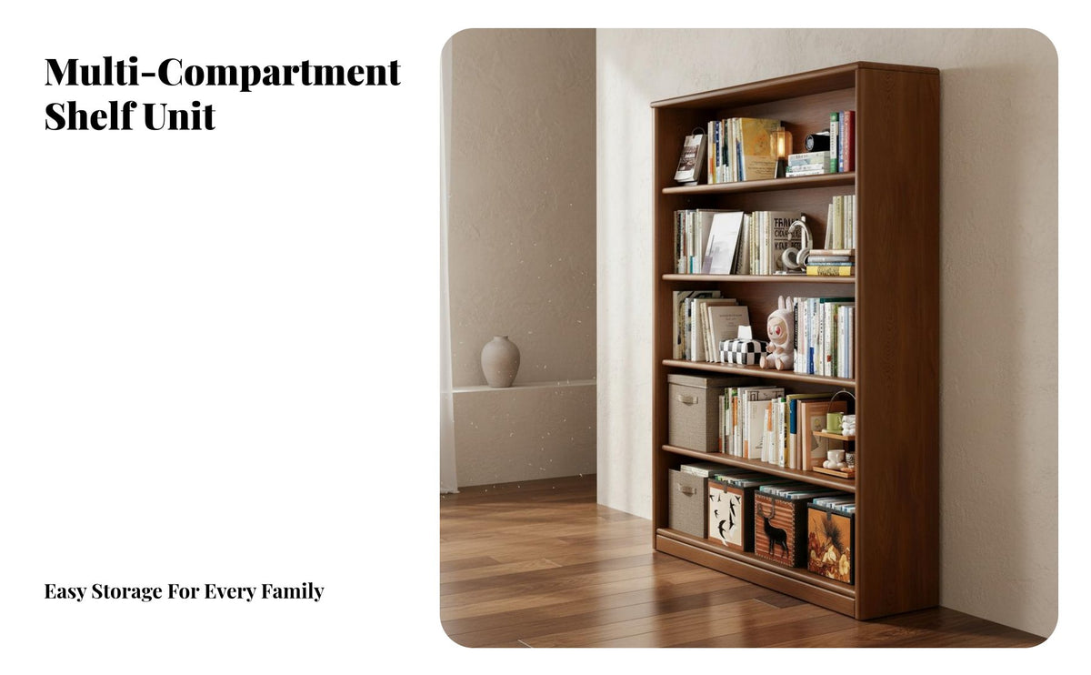 Floor-Standing Multi-Tier Bookcase Thick Shelves Freestanding Shelf Unit Sturdy and Stable Storage Furniture High Load Capacity for Students, Book Lovers, Homeowners, Study Room, Home Office, Bedroom