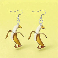Humorous Fruit Fowl Earrings Double-Sided Duck Earrings Quirky for Women, Teens, Daily Wear, Festivals, Costume Parties