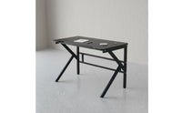Stable Structure K-Shaped Gaming Desk Sturdy Construction Modern Study Workstation High Load Capacity Black Writing Desk Waterproof Surface for Gamers, Students, Bedroom