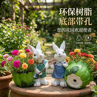 创意户外花园兔子花盆庭院阳台装饰田园乡村仿真可爱动物家居摆件