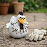 Novelty Chicken Ornament, Hand-Painted Resin Chicken Figurine, Whimsical Garden Chicken Sculpture, Funny Decor for Kitchen Counter, Birthday Gift