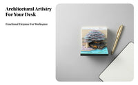 3D Memo Pad Creative Gift 3D Building Model Notepad Pen Holder Tear-Away Paper Sculpture Notepad for Students, Adults, Desk, Study Room, Souvenir Shop