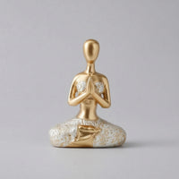 Zen Meditation Figurine Tabletop Meditation Statue with Gold Finish Compact Decor Minimalist for Desk