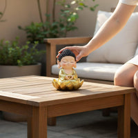 Golden Meditating Buddha Statue Cute Design Little Buddha Figurine for Desktop