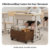Rolling Book Crate Movable Organizer Bin With casters for Study Room, Homeowners