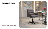 Upholstered Shell Chair with casters 360-Degree rotate Rolling Seat Elegant Design dense Foam for Nail Salon, Study Room