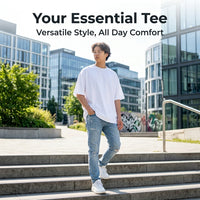 Oversized T-Shirt for Streetwear, Loose Neck Short Sleeve Casual Tee, Heavyweight Dropped Shoulder Design for Young Adults Everyday Comfort