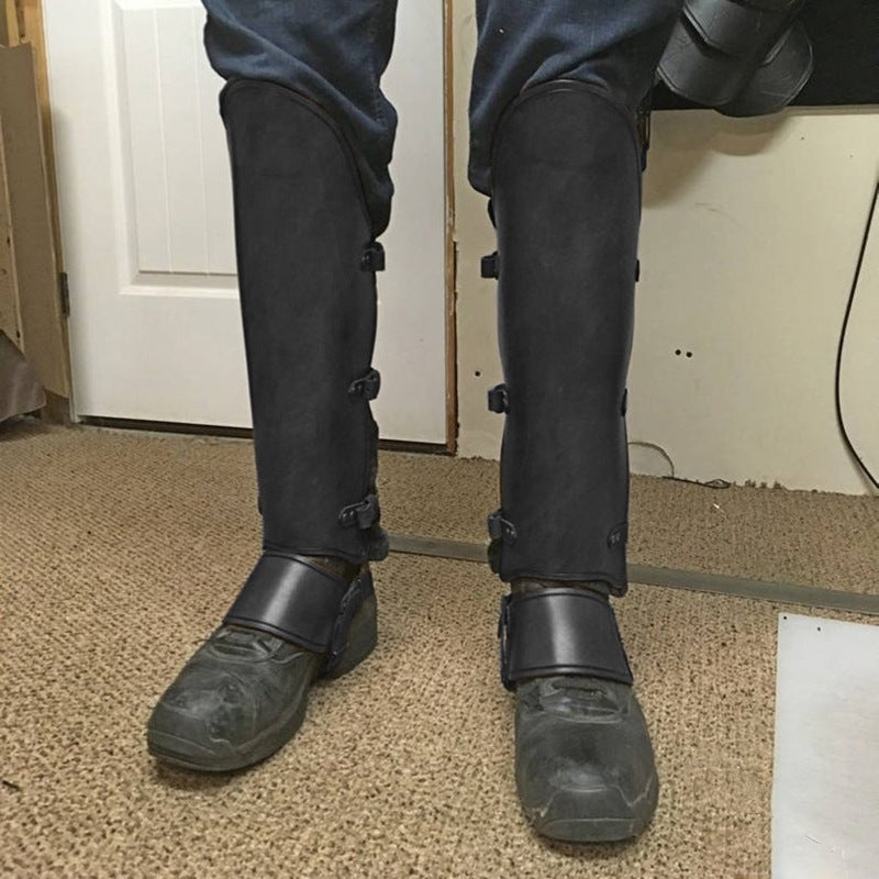 外贸中世纪武士护腿维京时代PU皮脚踝护具cosplay道具速卖通