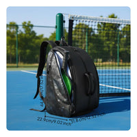 Waterproof Pickleball Backpack Easy to Wipe Pickleball Bag Ventilated Paddle Bag Shoe Compartment Fence Hook for Men, Women, Travel