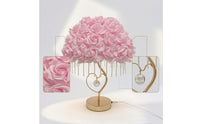 Rose Lamp with Crystal Strands Romantic Heart Lamp with Crystal Pendant Warm Glow Floral for Girls, Bedroom, Nightstand