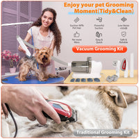 Electric Pet Hair Clipper and Vacuum Combo for Dogs and Cats, EU Plug