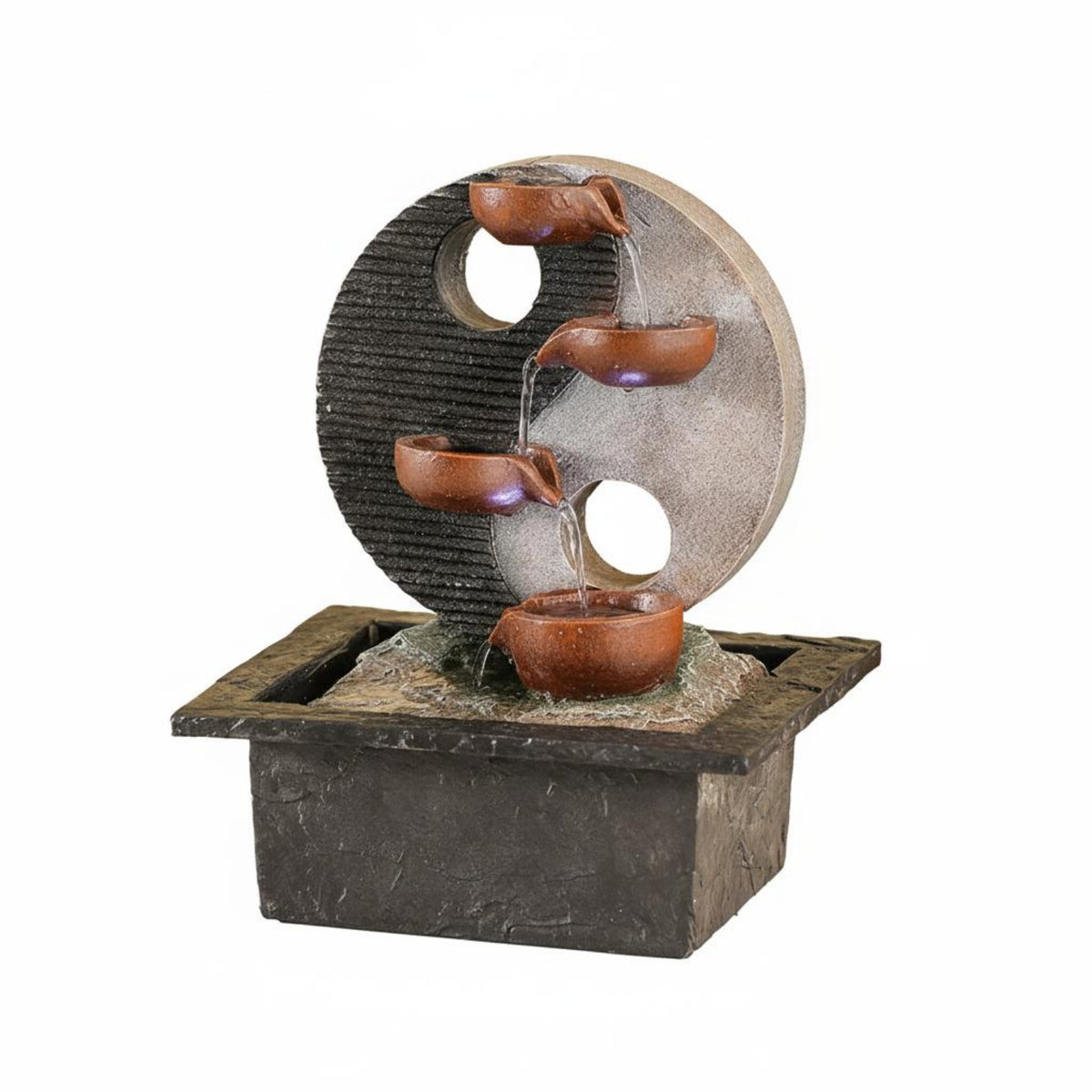Yin Yang Waterfall Ornament Humidifying Feng Shui Water Ornament Auspicious Charm Desktop Humidifier Decor for Living Room, Desk, Office