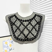 Embroidered Geometric Organza Bow Tie Brooch for Women