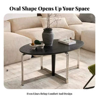 doublelevel Oval Accent Piece Minimalist design Coffee Table Space-Saving Easy Assembly for Interior Design aficionados
