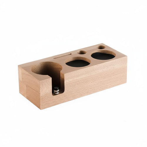 Coffee Press Base Wooden Tamping Station Espresso Holder Tamper Slot Silicone Pad Organizer Suitable for Home Coffee Corners Brewing Space