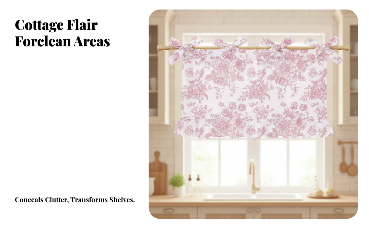 Easy Installation Oven Skirt Curtain with Tie Straps Farmhouse Oven Curtain Decorative Range Skirt Cotton for Homeowners, Cabinet Opening