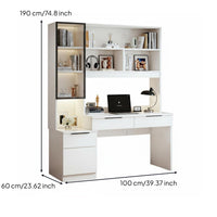 Desk with Bookshelf Combo Multi-functional Desk Bookshelf Combo Workstation with Shelves Drawers Cabinet Solid Wood Suitable for Students Adults Bedroom Home Office