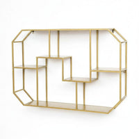 Geometric Grid Shelf Multi-Functional Floating Rack Space-Saving for Living Room