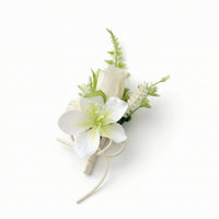 Artificial Boutonniere White Lapel Flower Classic for Banquets, Men