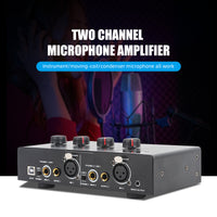 Microphone Amplifier Dual-Channel 48V Phantom Power Supply for Dynamic and Condenser Microphones