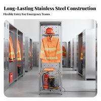 Firefighter Uniform Rack Heavy Duty Stainless Steel Turnout Gear Stand Multi-Level Storage Double-Sided Equipment Rack for Firefighters, Changing Room