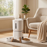 5L Automatic Cat Feeder with Two Bowls Transparent Automatic Cat Feeder with Double Bowl Stable for Indoor