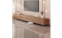 TV Cabinet with Drawers Wood-Grain Low-Profile Entertainment Center Minimalist Floor-Standing TV Credenza for Living Room, Apartment