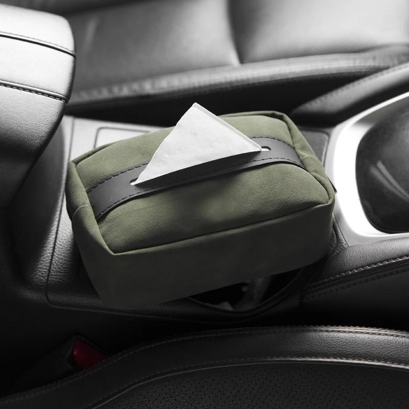 Suede Leather Car Tissue Box Cover for Vehicle Interior