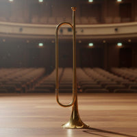 Bugle Gold Finish Brass Bugle with Gloves for School Band, Drum Corps, Beginners