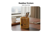 Bamboo Pen Holder Carving Round Bamboo Organizer Versatile Chinese Design Stationery Holder for Calligraphers, Artists