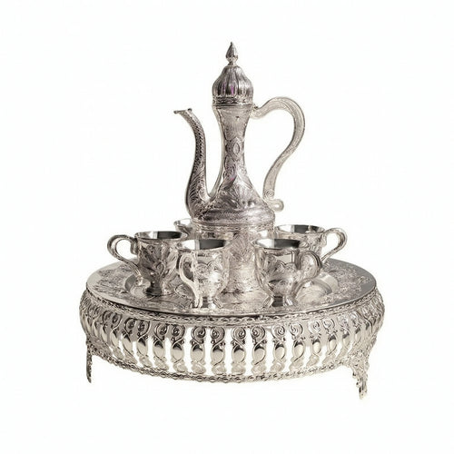 Turkish Coffee Pot and Cups Elegant Decanter Set with Cups Decanting Drinkware for Special Occasions, Dinner Parties