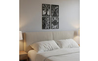 4 Pieces Abstract Line Wall Dimensional Art Shadow Effect Black Metal Wall Art Rust Resistant for Living Room, Bedroom
